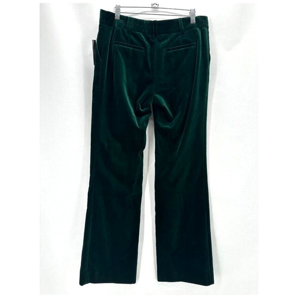 New Bella Freud Velvet Dress Pants Straight Size 10 Green Quiet Luxury Preppy - Picture 4 of 12